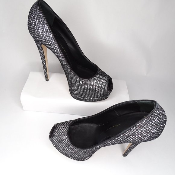GIUSEPPE ZANOTTI Sharon 105 Glitter Peep Toe Pumps - Picture 4 of 15